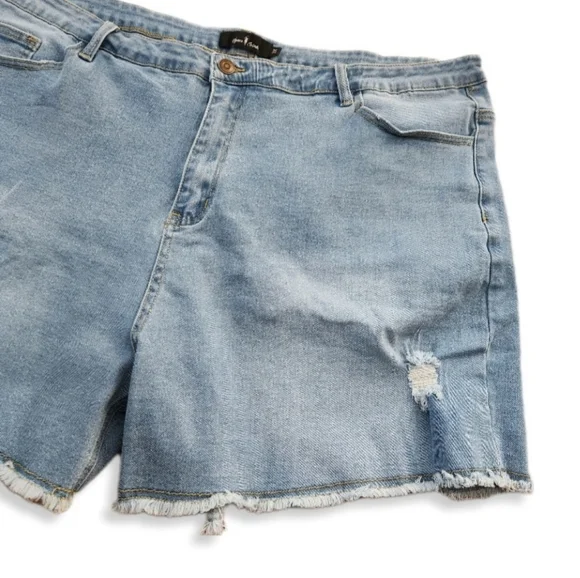 Agnes Orinda Denim Stretch Cut off Shorts in Blue Size 3X W-705